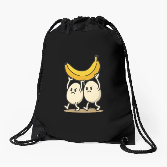 Angry Eggs Carrying Banana – Cartoon Fun Drawstring Bags