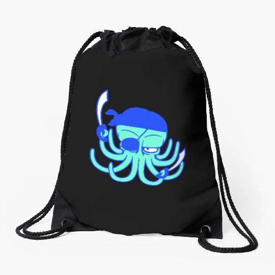 Octopus pirate crew captain sailor buccaneer sail Drawstring Bags
