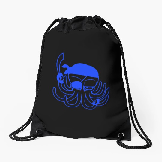 Octopus pirate crew captain sailor buccaneer sail Drawstring Bags