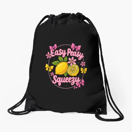 Preppy Lemon Summer Lemon Coquette Drawstring Bags