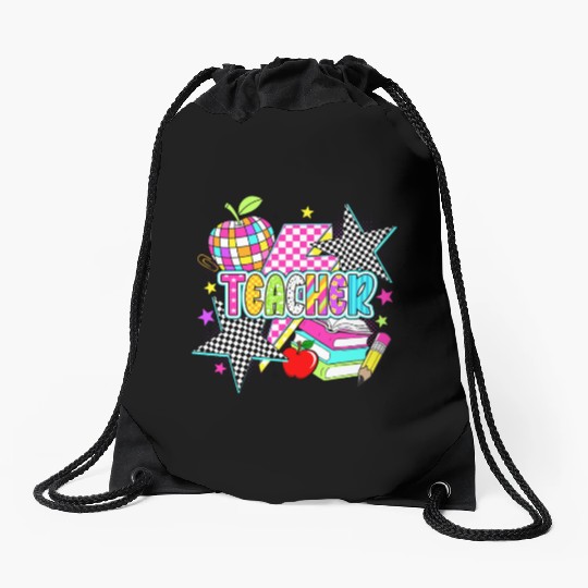 Retro Teacher Preppy Teacher Drawstring Bags