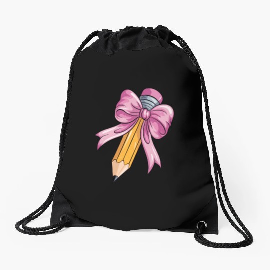 Teacher Coquette Bow Pencil Bow Drawstring Bags