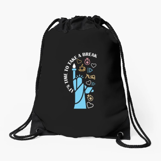 Inspirational Liberty and Wellness Theme Drawstring Bags
