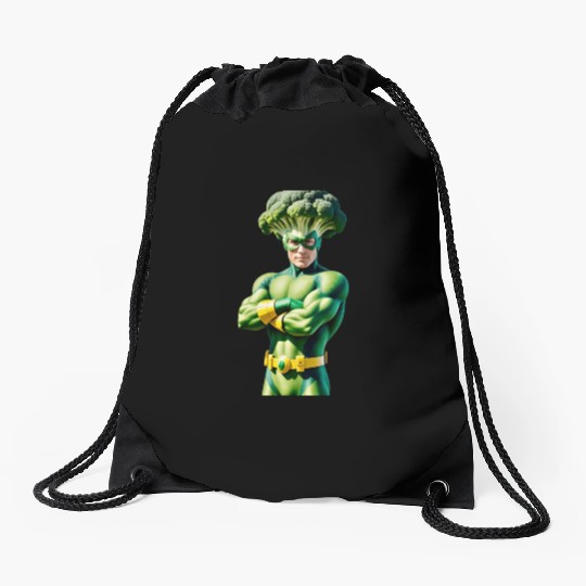 Broccoli Superhero Drawstring Bags