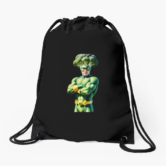 Broccoli Superhero Drawstring Bags