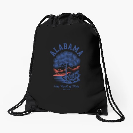 Albm State Outline – License Plate Art Drawstring Bags
