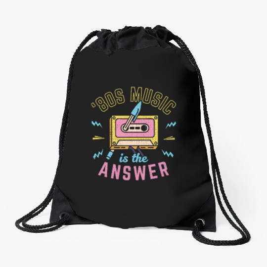 80s Music Is The Answer Drawstring Bags