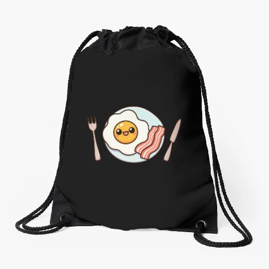 Whimsical Sunny Side Fried Egg Design Drawstring Bags