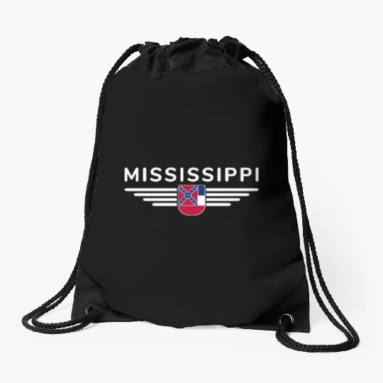 Mississippi State Flag Emblem Design Drawstring Bags
