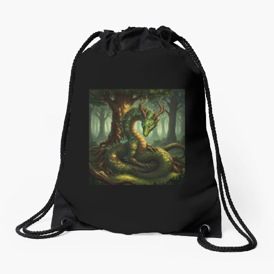 Enchanted Forest Serpent Design Drawstring Bags