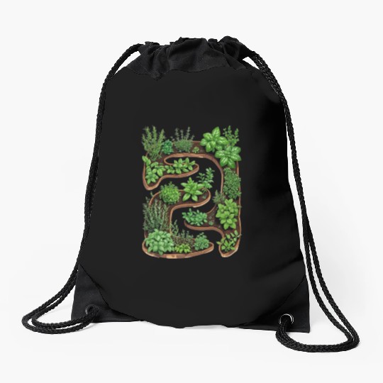 City Herb Garden Oasis Blueprint Drawstring Bags