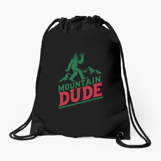 Mountain Dude Bigfoot Hiker Bigfoot Camp Drawstring Bags