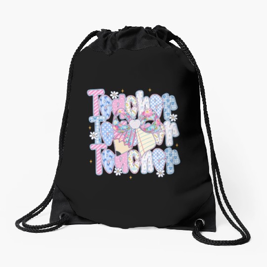 Preppy Teacher Coquette Drawstring Bags