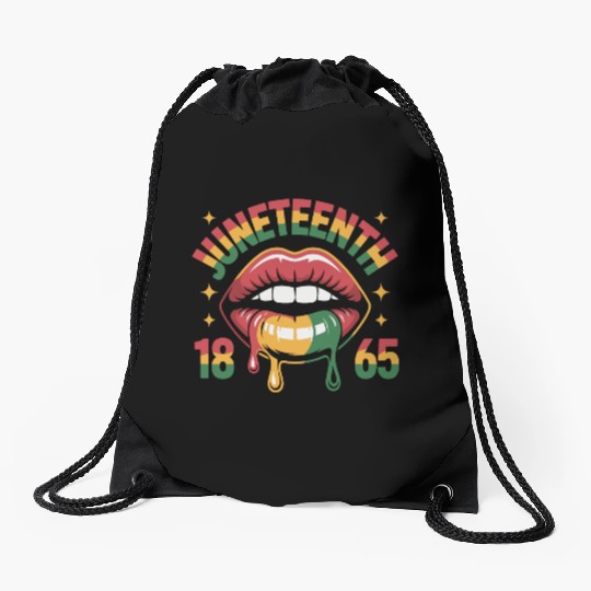Juneteenth 1865 Rasta Lips Drawstring Bags