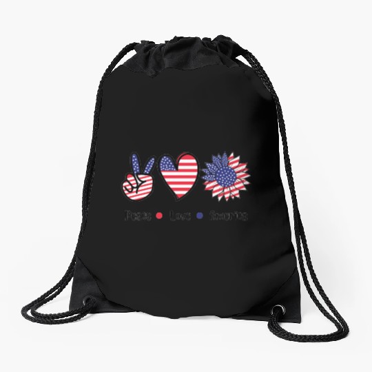 Peace Love America Drawstring Bags