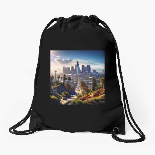 los angeles city. Drawstring Bags
