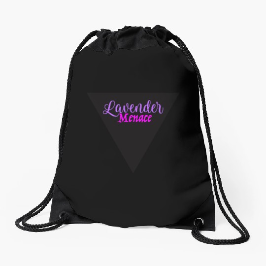 Lavender Menace Black Triangle Drawstring Bags