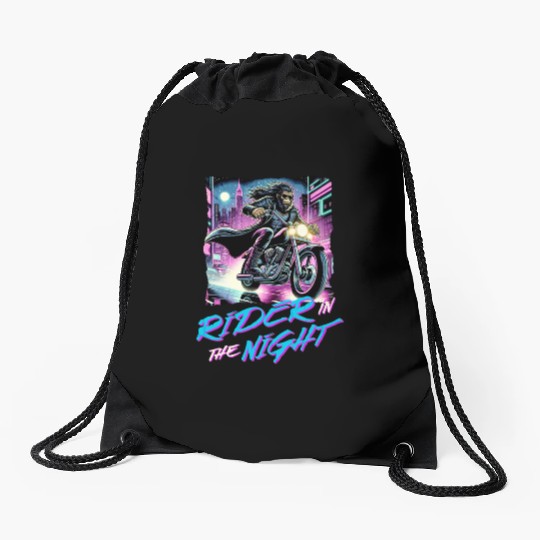 Bigfoot Rider In The Night Drawstring Bags