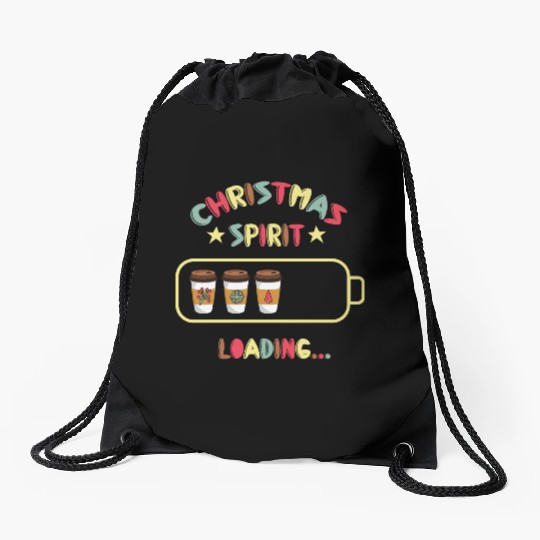 Christmas Spirit Loading X mas Coffee Drawstring Bags