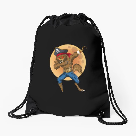 Dabbing Werewolf Pirate Halloween Pirate Drawstring Bags
