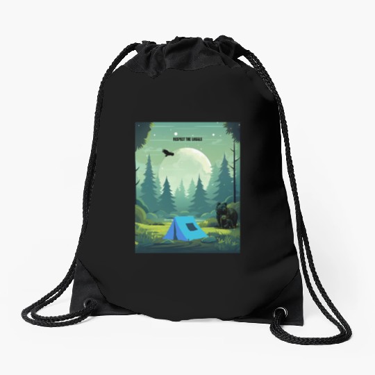 Respect the Locals – Wilderness Camping Warning Drawstring Bags