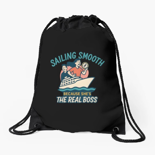 Funny Cruise Vacation She’s the Captain Now Drawstring Bags