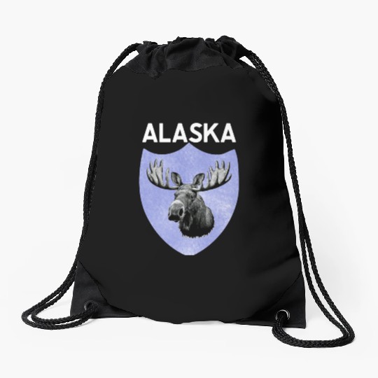 moose alaska nature lover Drawstring Bags