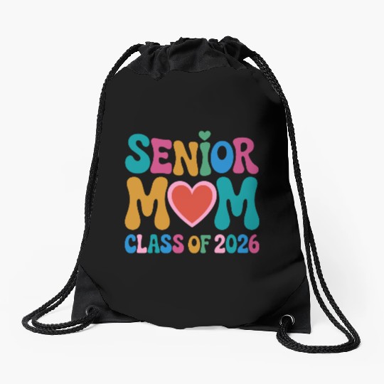 Senior Mom Class of 2026 Celebration Design Drawstring Bags