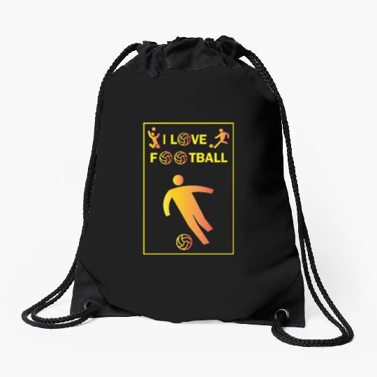 I Love Football Soccer Design Drawstring Bags