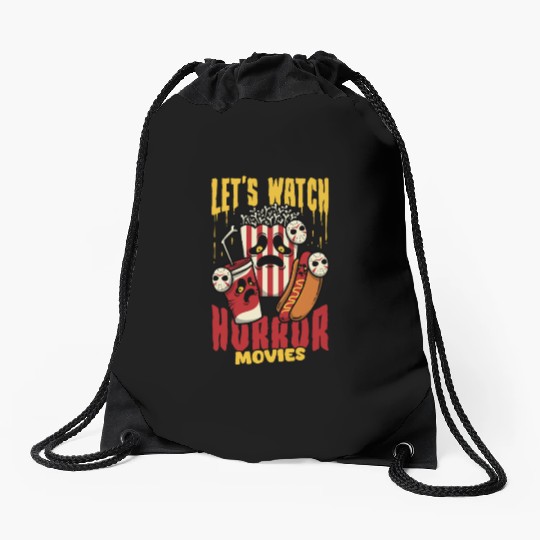 Let’s Watch Horror Movies Funny Food Drawstring Bags