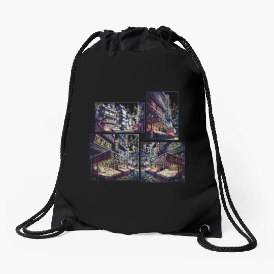 Where Tradition Meets Neons Twilight Drawstring Bags