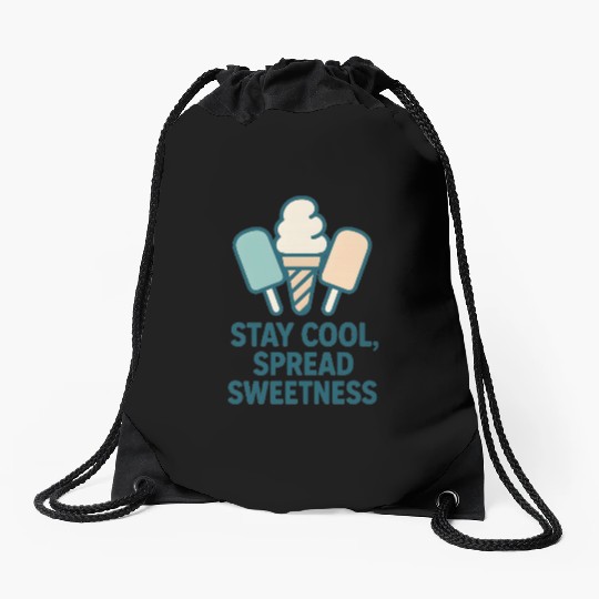 Stay Cool, Spread Sweetness Cute Ice Cream Cone Drawstring Bags