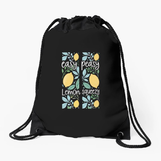 Easy Peasy Lemon Squeezy Cute Lemon Art Drawstring Bags