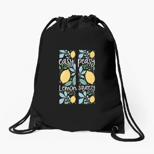 Easy Peasy Lemon Squeezy Cute Lemon Art Drawstring Bags