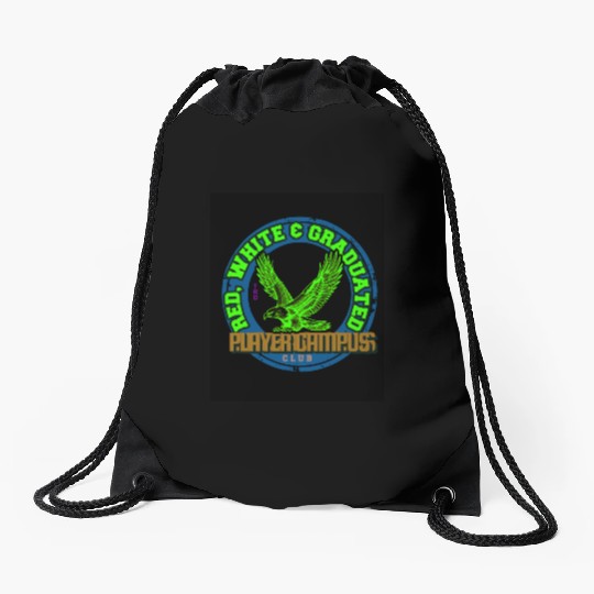 flying hawk emblem Drawstring Bags