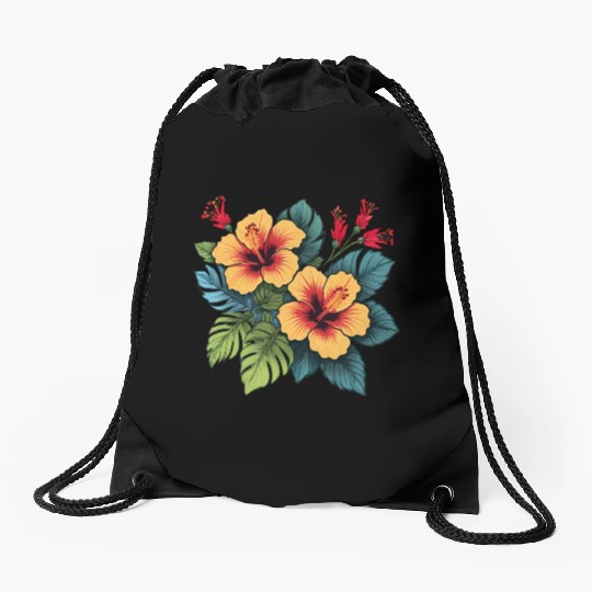 Hibiscus Drawstring Bags