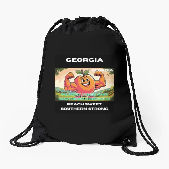 Georgia Peach State Art Drawstring Bags