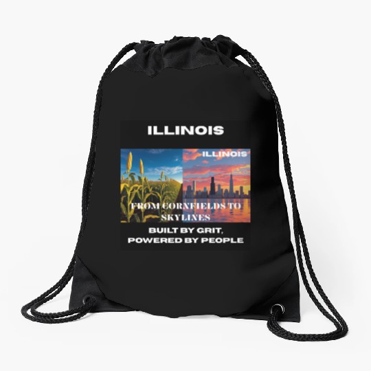 Illinois Midwest Mosaic Art Drawstring Bags