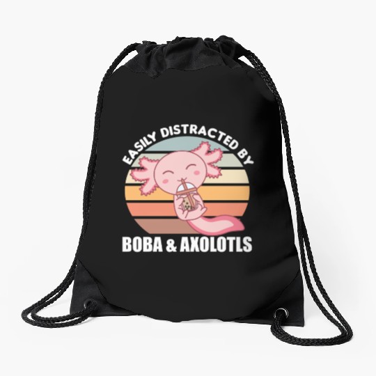 Bubble Tea Axolotl Chocolate Sweet Animals Boba Drawstring Bags