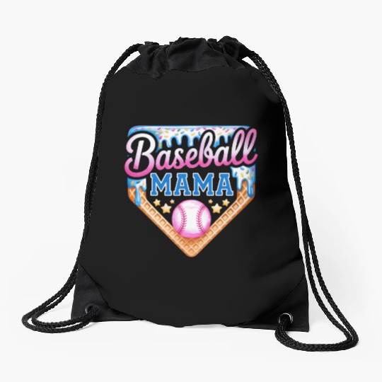 Baseball Mama Ice Cream Cone Sprinkles Sports Mom Drawstring Bags