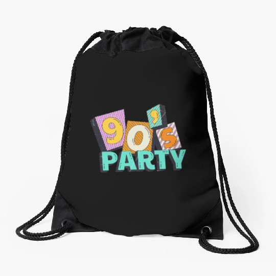 90s Party Vibes Retro Neon Dance Aesthetic Drawstring Bags