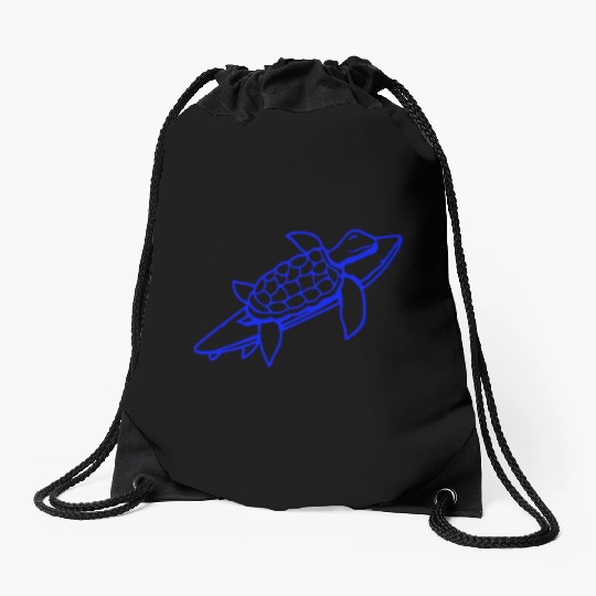 Water turtle surfboard surfer fun surfing hobby Drawstring Bags