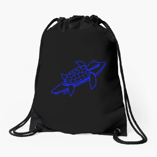 Water turtle surfboard surfer fun surfing hobby Drawstring Bags