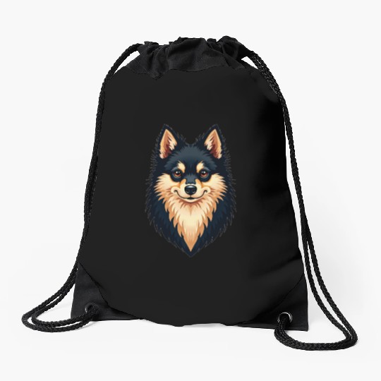 “Pomeranian” – Bold & Beautiful Dog Illustration Drawstring Bags