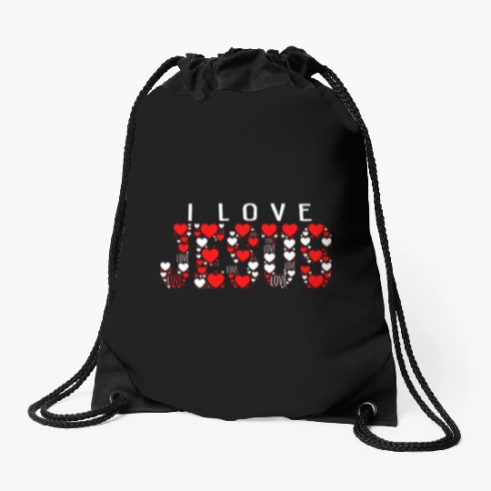 I LOVE JESUS Drawstring Bags
