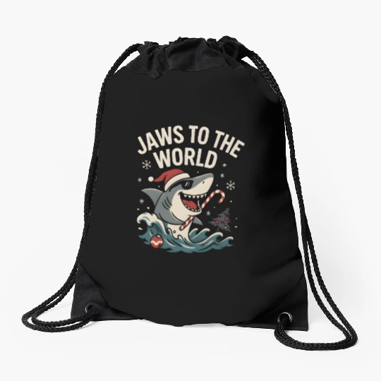 Jaws to the World – Christmas Shark Attack Drawstring Bags