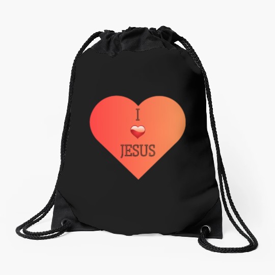 I Love Jesus Heart Design Drawstring Bags