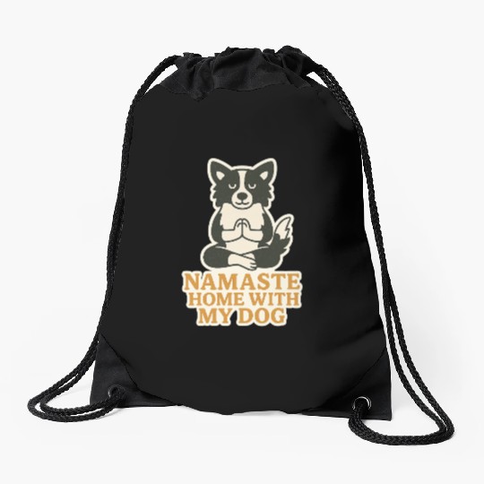 Peaceful Dog Meditation Design Drawstring Bags