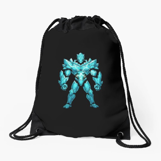 Crystal Golem Cartoon Drawstring Bags