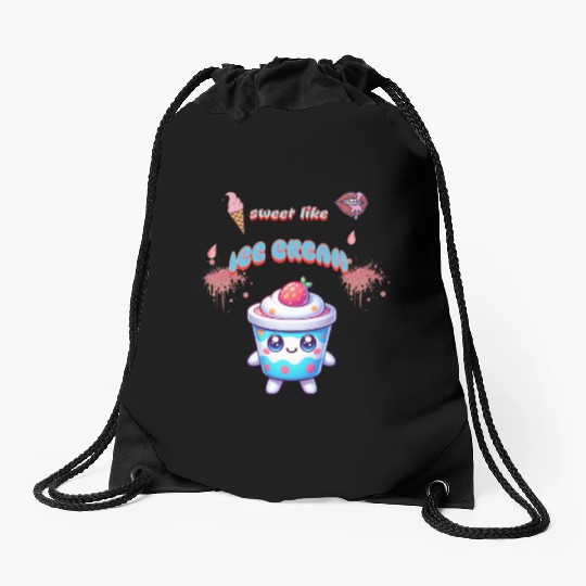 sweet like ice cream Drawstring Bags